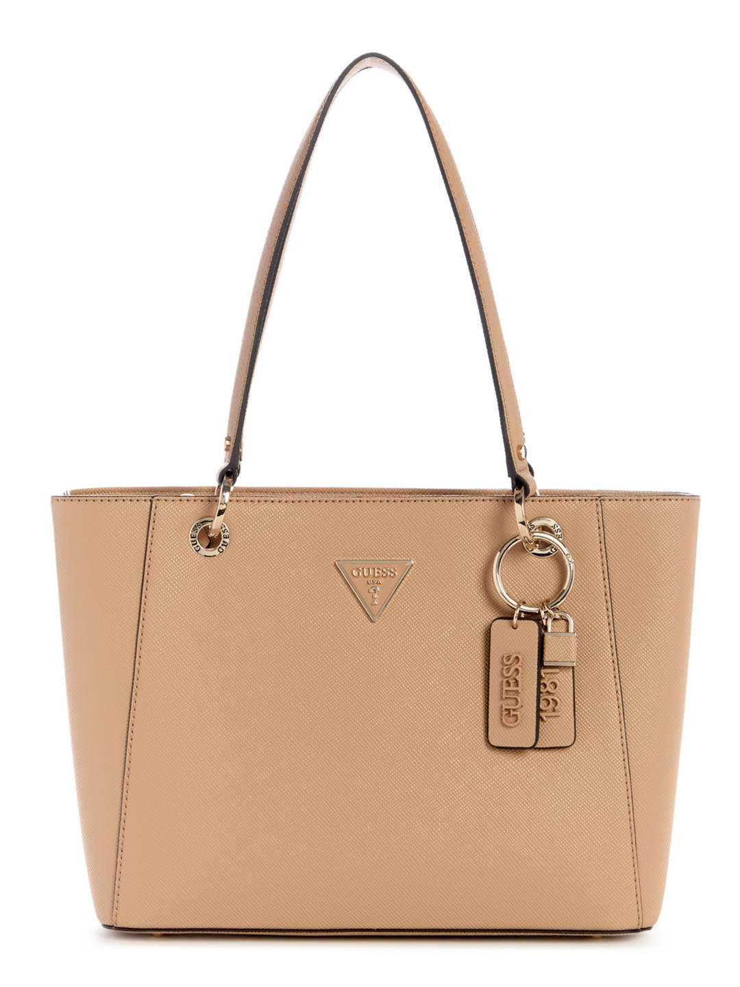 Guess Beige Solid Noelle Tote Bag (S)