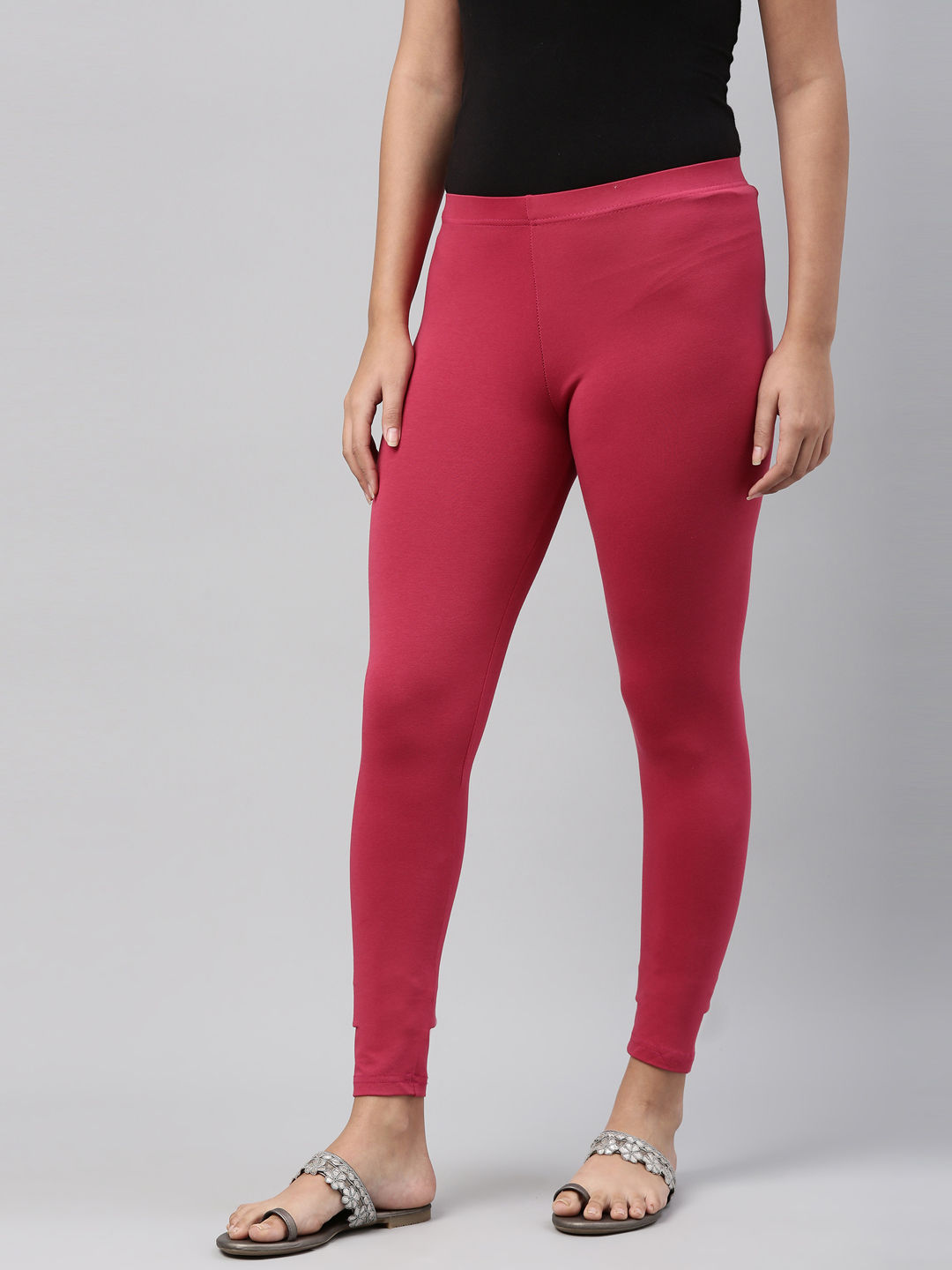 Buy Go Colors Women Ankle Length Shimmer Legging - Dark Red Online - Lulu  Hypermarket India