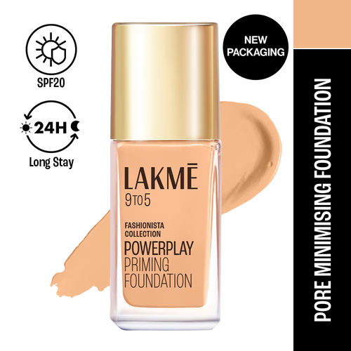 Lakme 9 To 5 Powerplay Priming Liquid Foundation, Built In Primer, SPF 25 , W120 Warm Creme