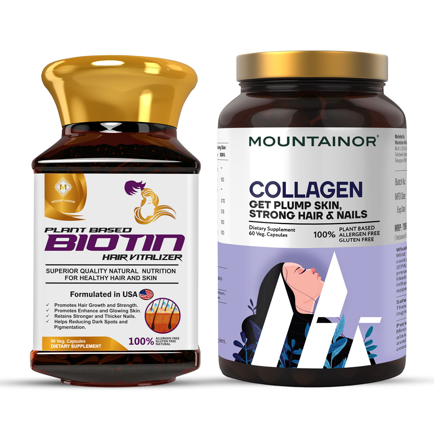 MOUNTAINOR Biotin + Collagen Capsules For Hair, Skin & Bone