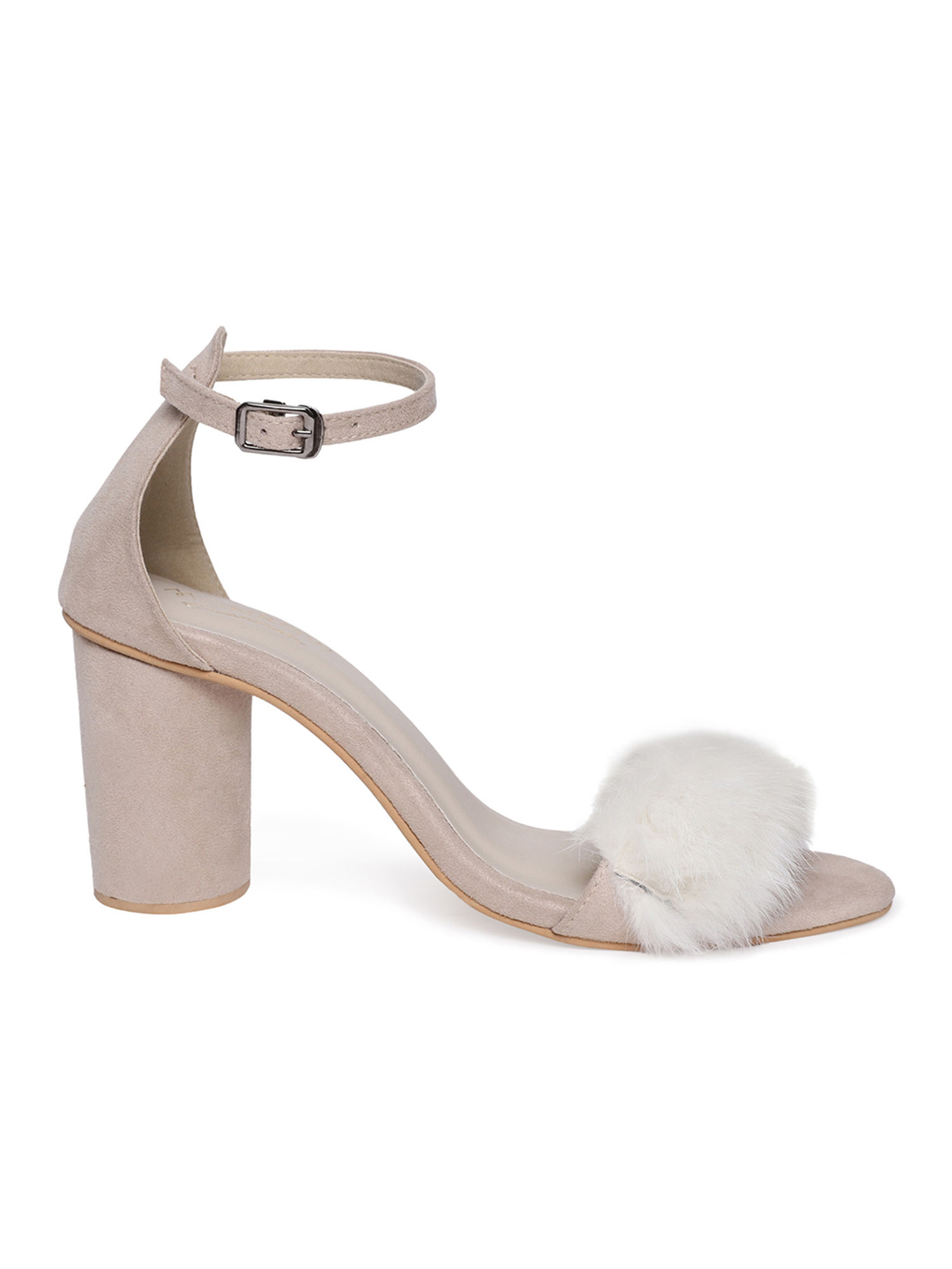 Monrow Nude Adele Fur Block Heels (EURO 40): Buy Monrow Nude Adele Fur ...