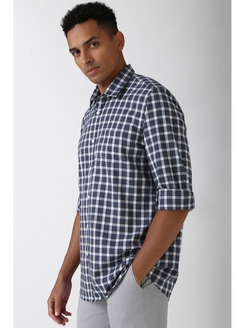 Buy Peter England Men Grey Slim Fit Check Shirt Online