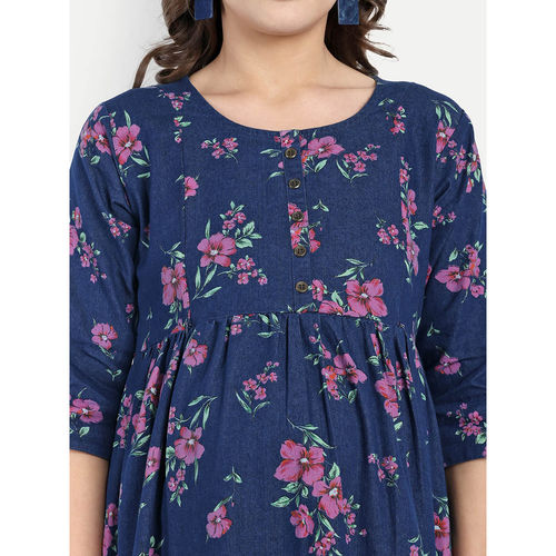 strapless open back dress Crimsoune Club Women's Pink Floral Print Square Neck A-Line Dress 2XL / Pink main image 1