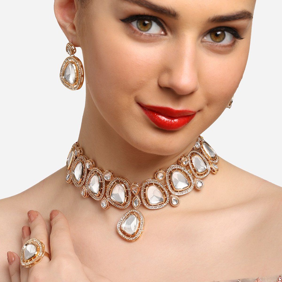 Sparkle4c_Jewelryページ ZAVERI PEARLS Purple Dazzling Unicorn Stones & Beads Choker