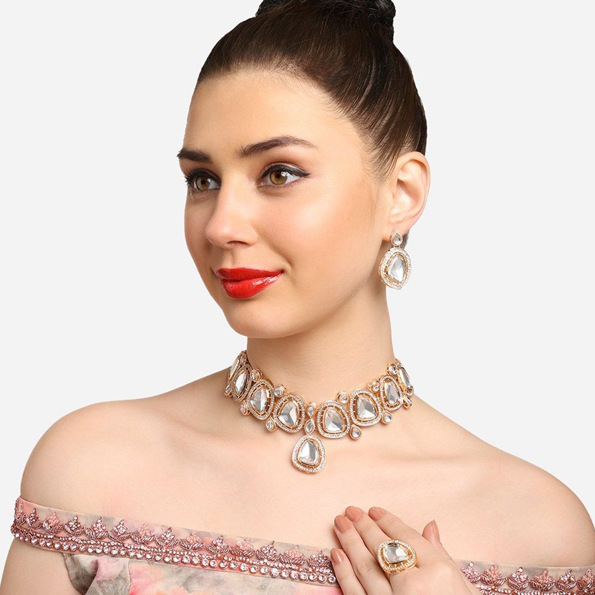Buy Zaveri Pearls Gold Tone Dazzling Stones & AD Choker