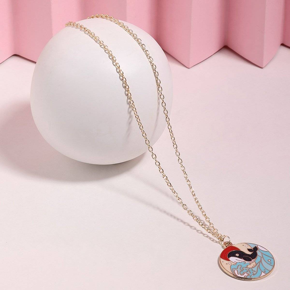 Zaveri Pearls Multi-Colour Dolphin Charm Enamelled Pendant & Chain-ZPFK16779