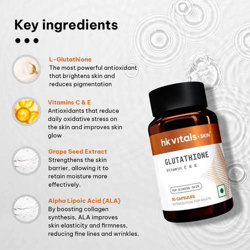 healthkart hk vitals glutathione With Vitamin C & E, Biotin Veg Capsules Program:8 Week Program 40s BPC-157 Peptide for Healing