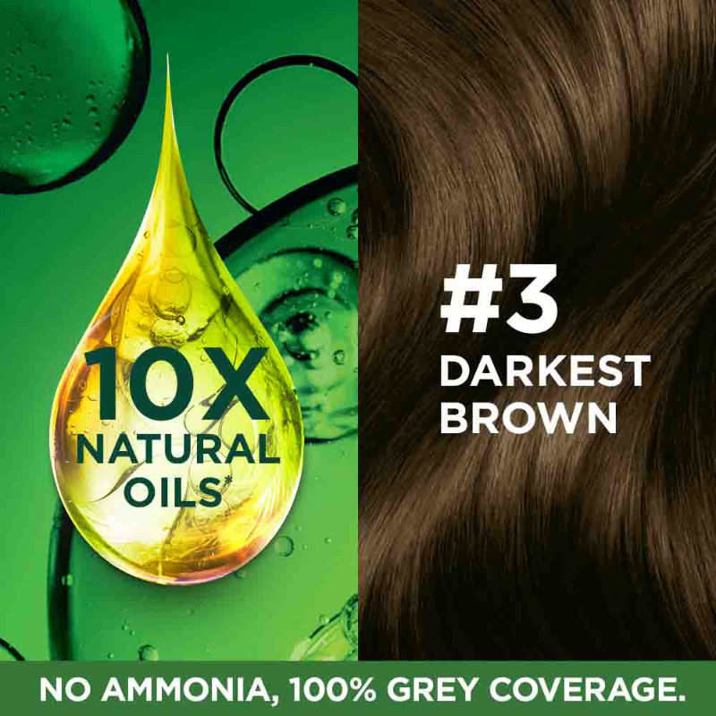GARNIER Color naturals Creme riche Shade 3 Darkest Brown NOURISHING  PERMANENT HAIR COLOR NO AMMONIA  arfaanacom