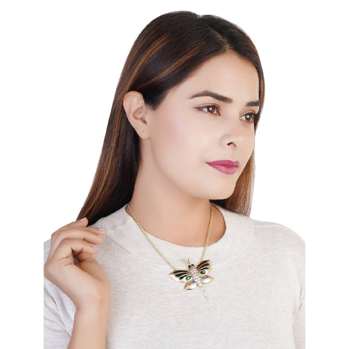 Estele Gold Plated Butterfly Designer Pendant for Women