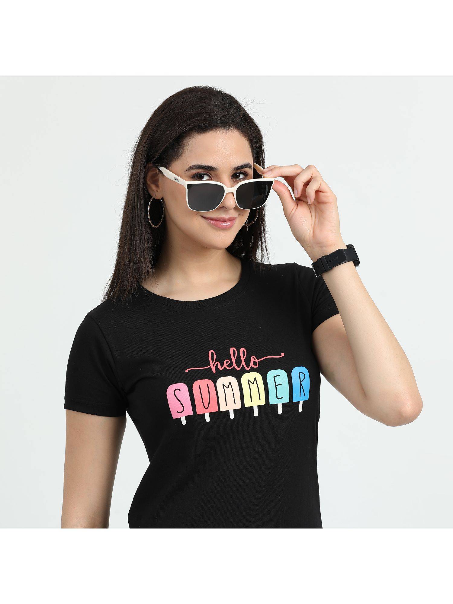 HASHTAG EYEWEAR Black UV Protection Square Full Rim Casual Women Sunglass - 58048-C4 (58)