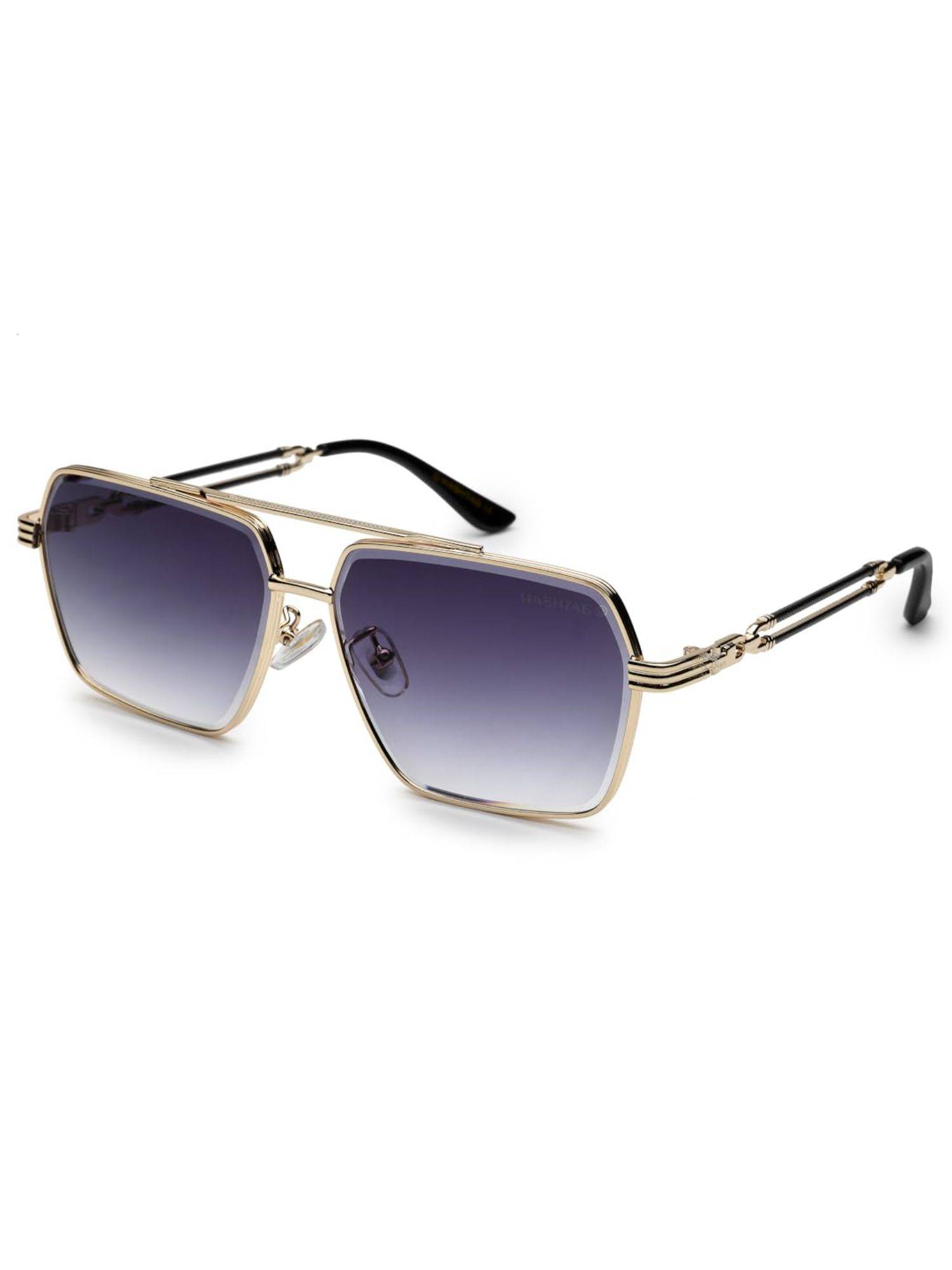 HASHTAG EYEWEAR Green Rectangle Full Rim Casual Unisex Sunglass - SEVA-5G29-GLD GRY (48)