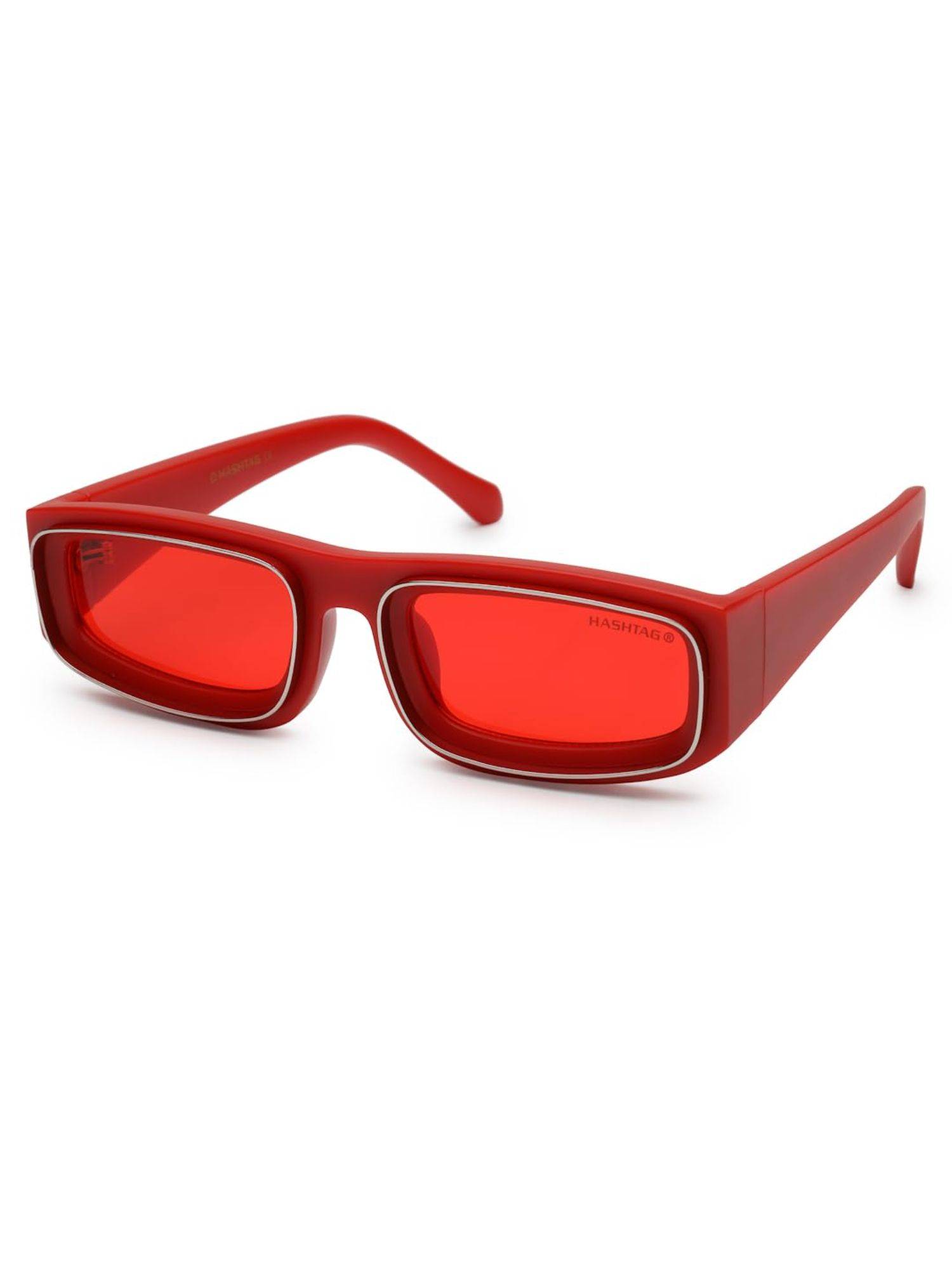 HASHTAG EYEWEAR Red UV Protection Square Full Rim Casual Unisex Sunglass - SEVA-ZS98213-RED (40)