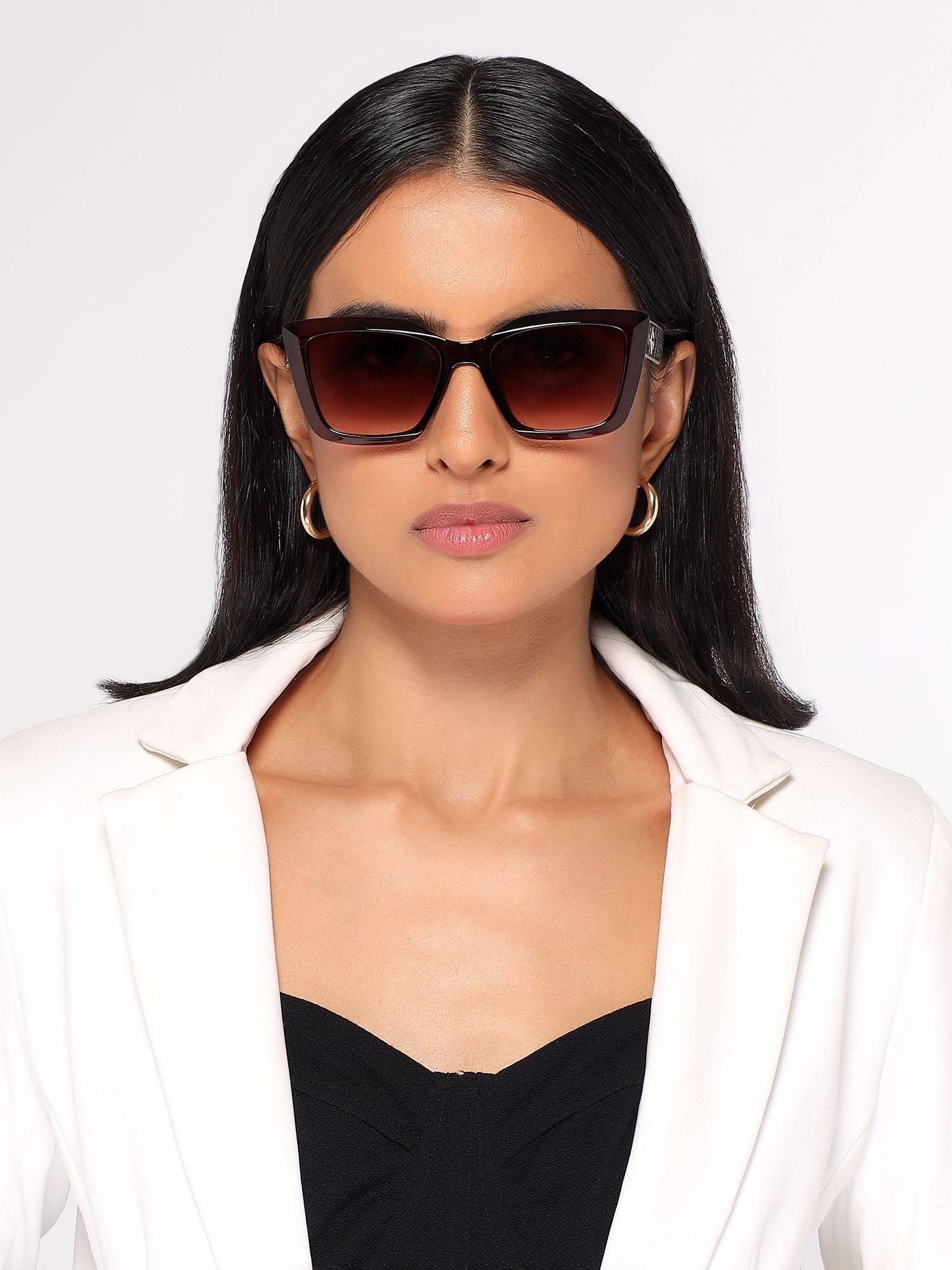 HASHTAG EYEWEAR Brown UV Protection Hexagonal Full Rim Casual Women Sunglass - W-9095-brown (52)