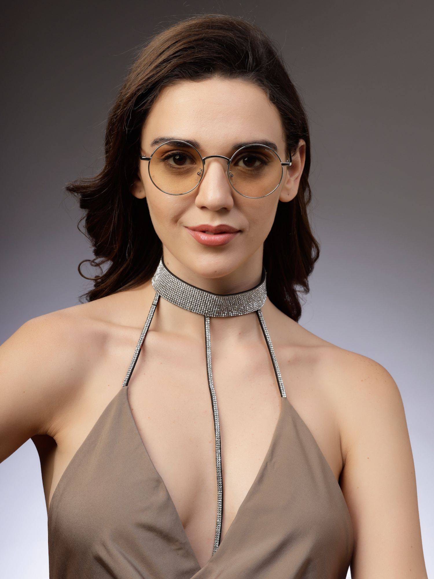 HASHTAG EYEWEAR Brown UV Protection Round Full Rim Casual Unisex Sunglass - WB-B80-504-SIL-BRN (52)