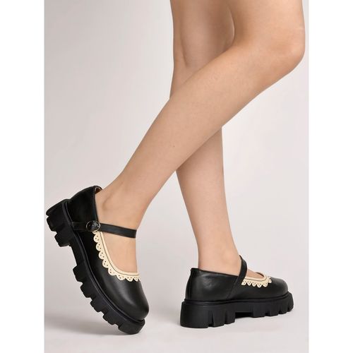 Shoetopia Round Toe Black Mary Janes Bellies For Women Girls (EURO 40)