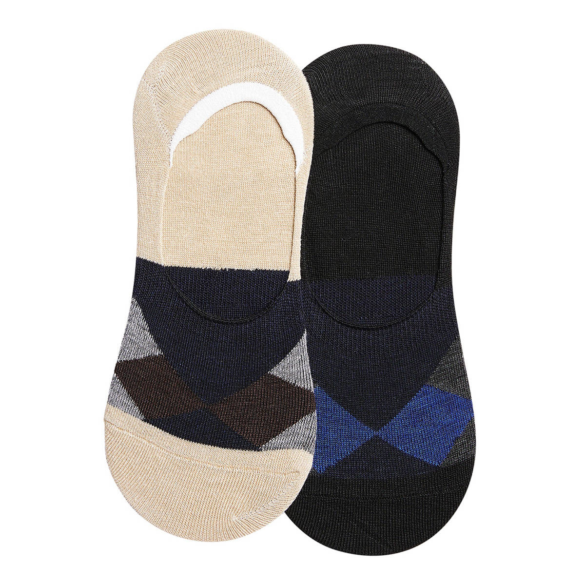 Secrets by Zerokaata Unisex Pack Of 2 Assorted Patterned Cotton Shoe Liners Socks (Free Size)