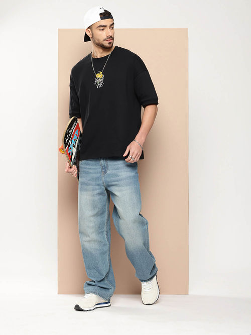 Buy Difference of Opinion Men Blue Denim Baggy Fit Jeans Online