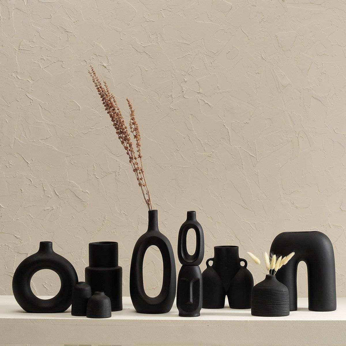 PUREZENTO Black Farmhouse Vases (Set of 10)