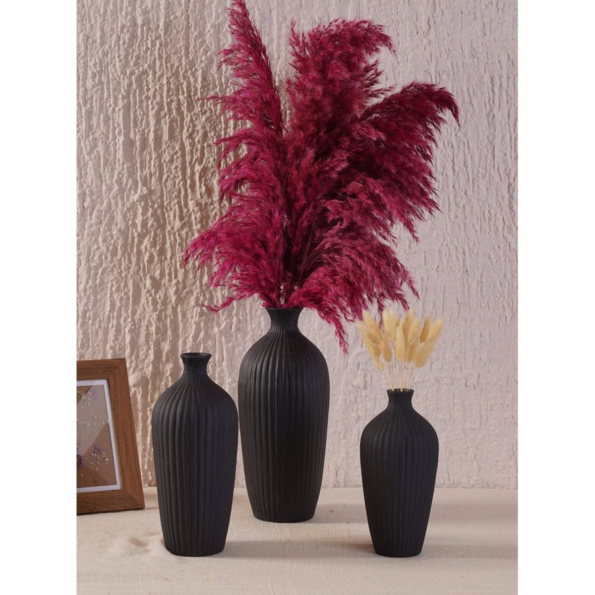 PUREZENTO Decorative Vases for Home Centre Table Flowers Pot Bedroom Side Corners (Pack of 3)