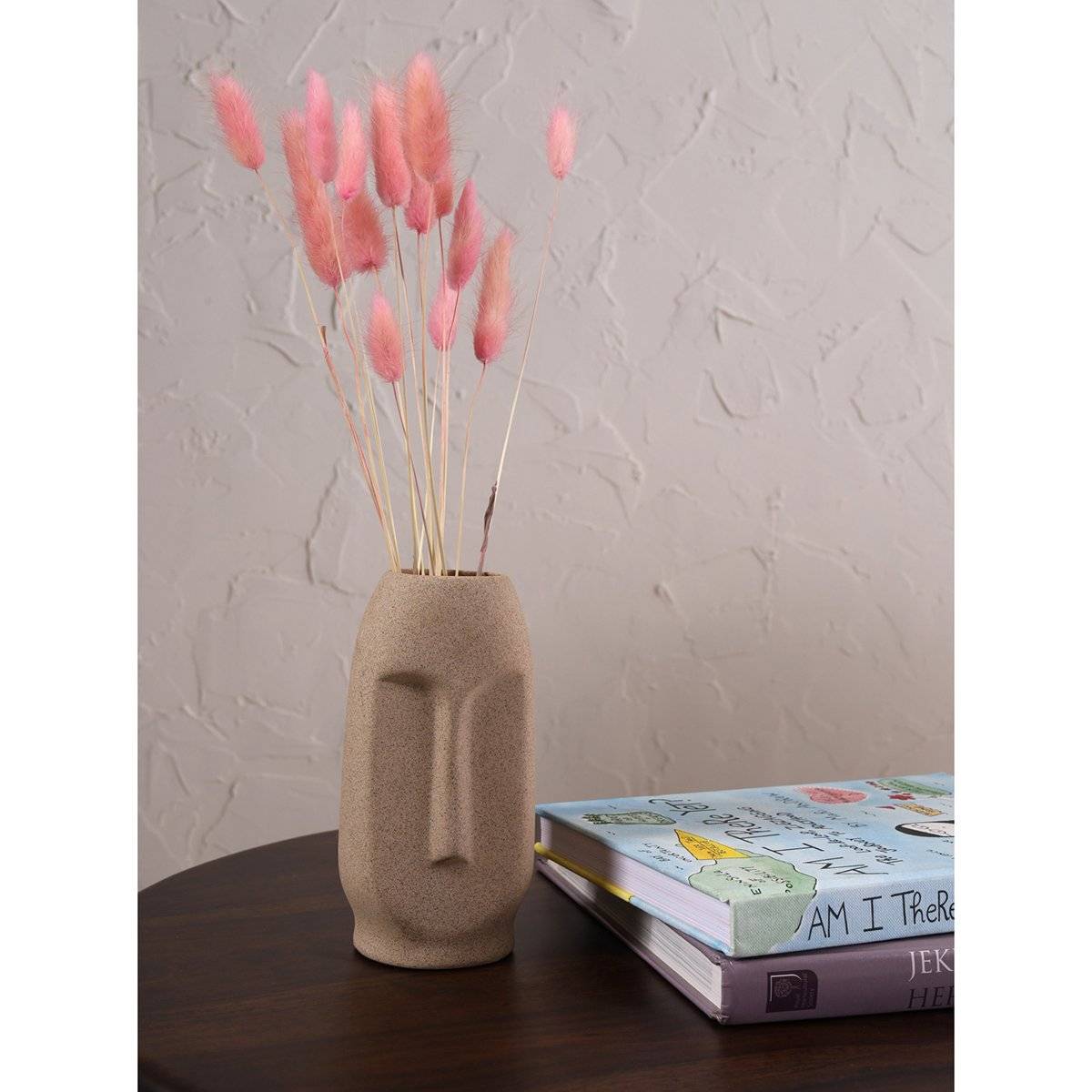 PUREZENTO Beige 6 Inch Decorative Vase for Home Centre Table Flowers Pot Bedroom Side Corners