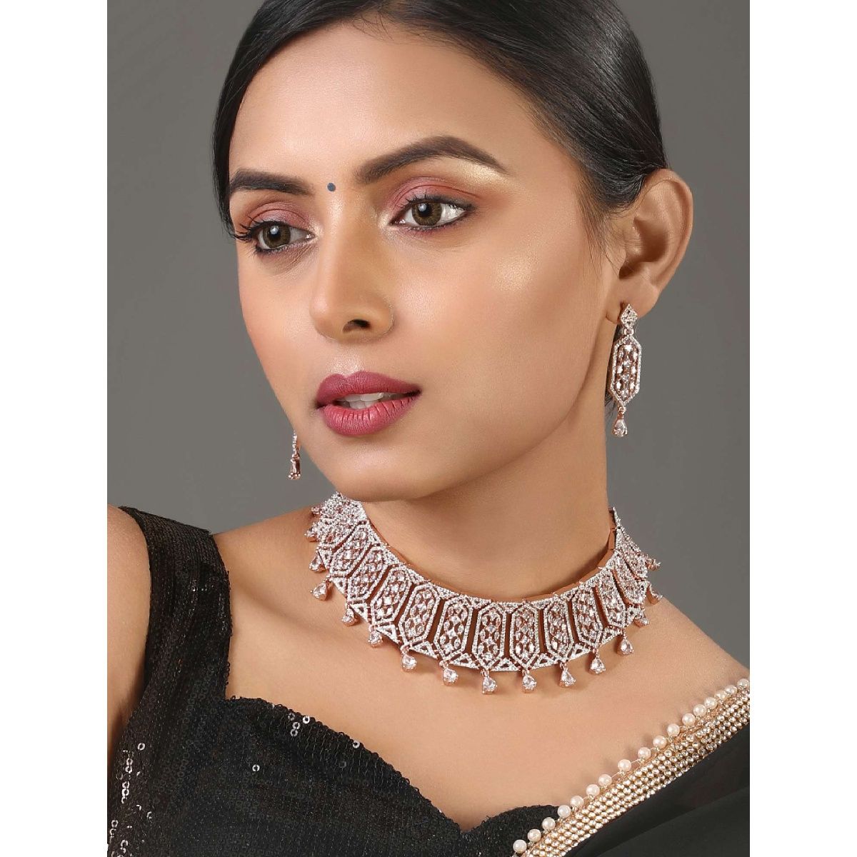 Designer High End Choker Necklace for Women 925 Sterling Silver CZ Pear  Jewelry | eBay