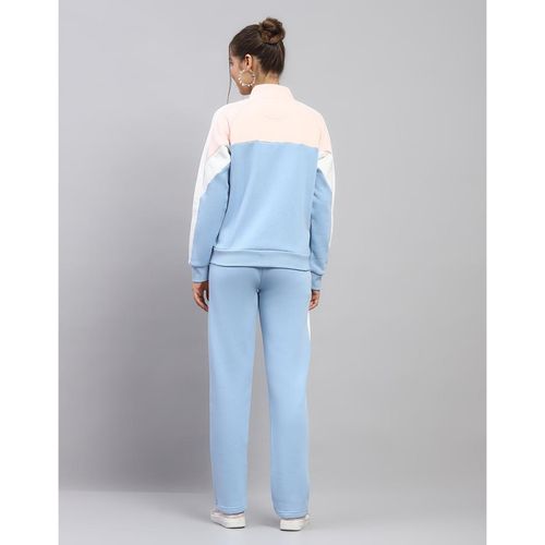Buy Monte Carlo Women Colorblock Sky Blue High Neck Full Sleeve