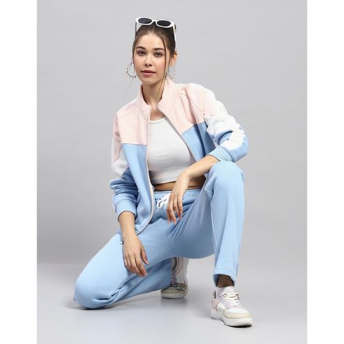 Buy Monte Carlo Women Colorblock Sky Blue High Neck Full Sleeve