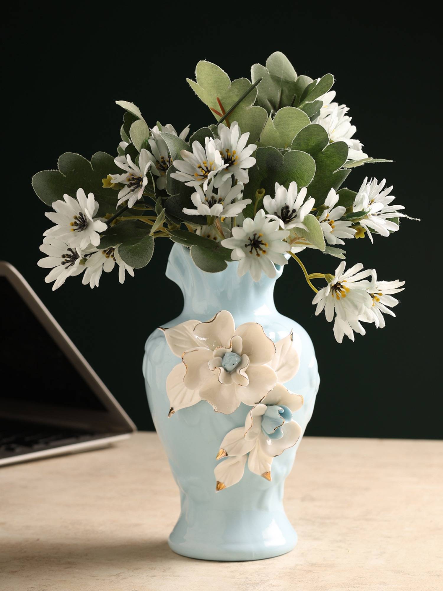 De Maison Decor Elodie Fleur Blue Porcelain Vase