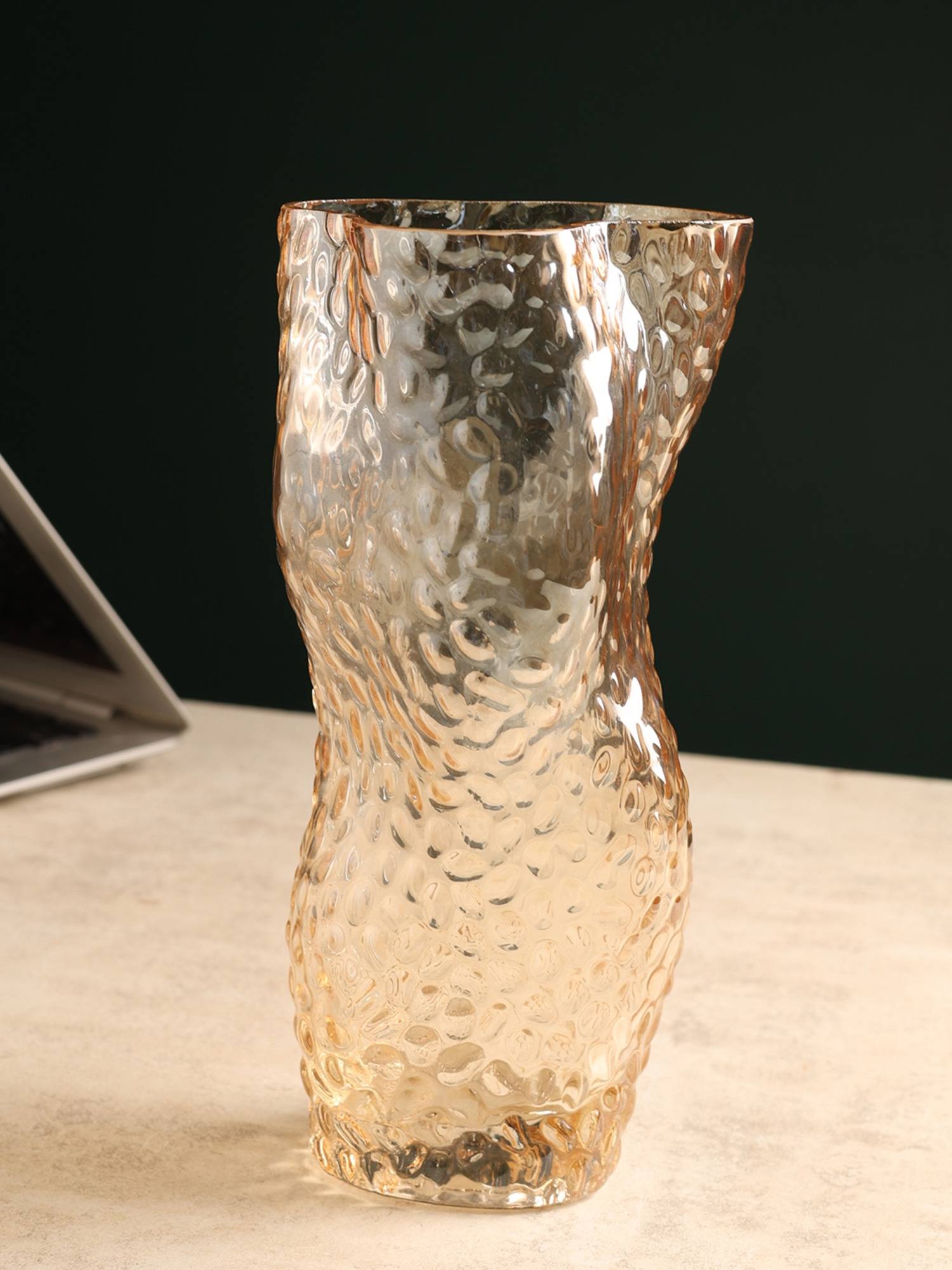 De Maison Decor Dimple Glass Vase Amber