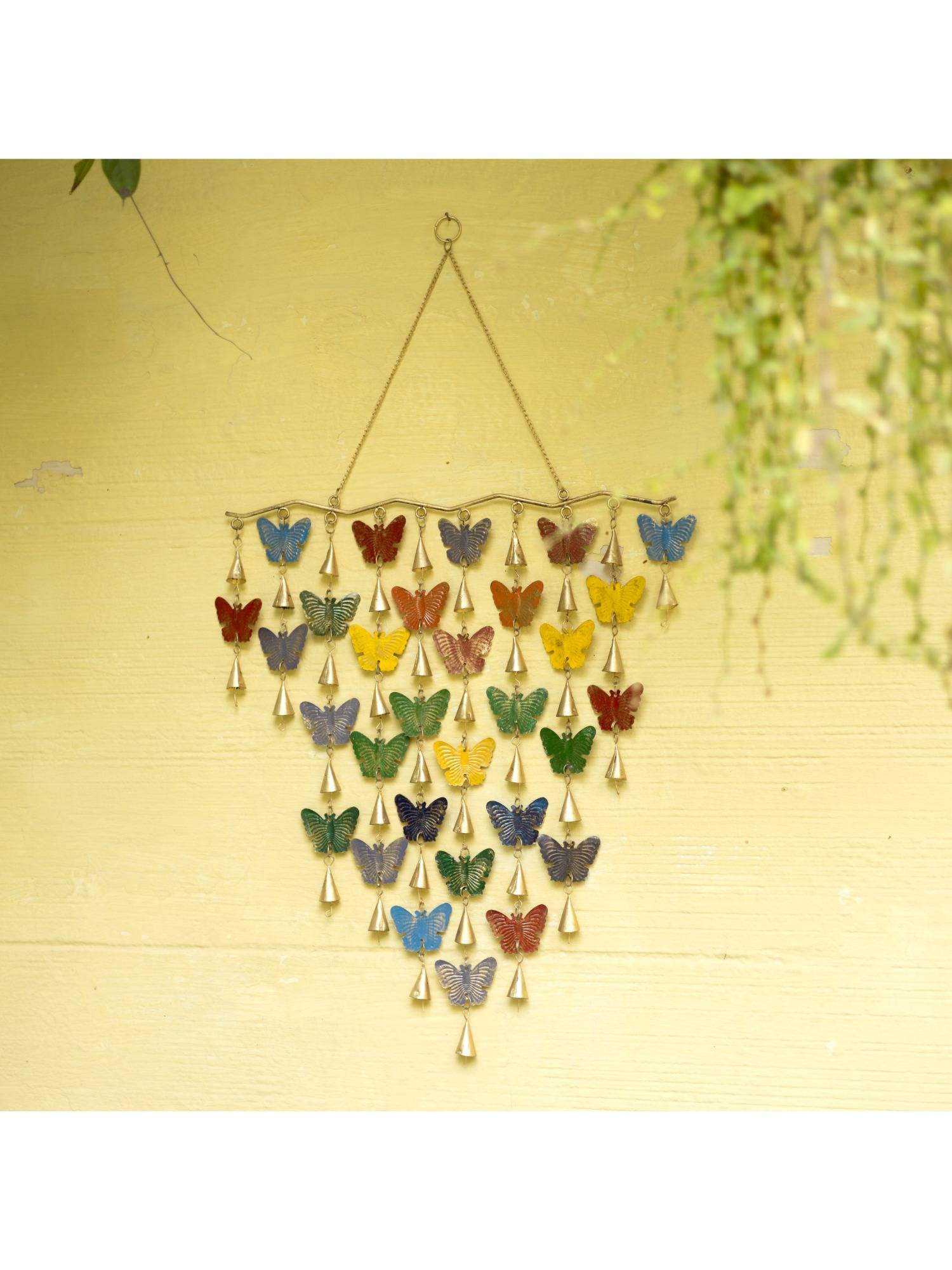DULI Handmade Multicolored Butterfly Metal Wind Chime Hanging for Home Decor