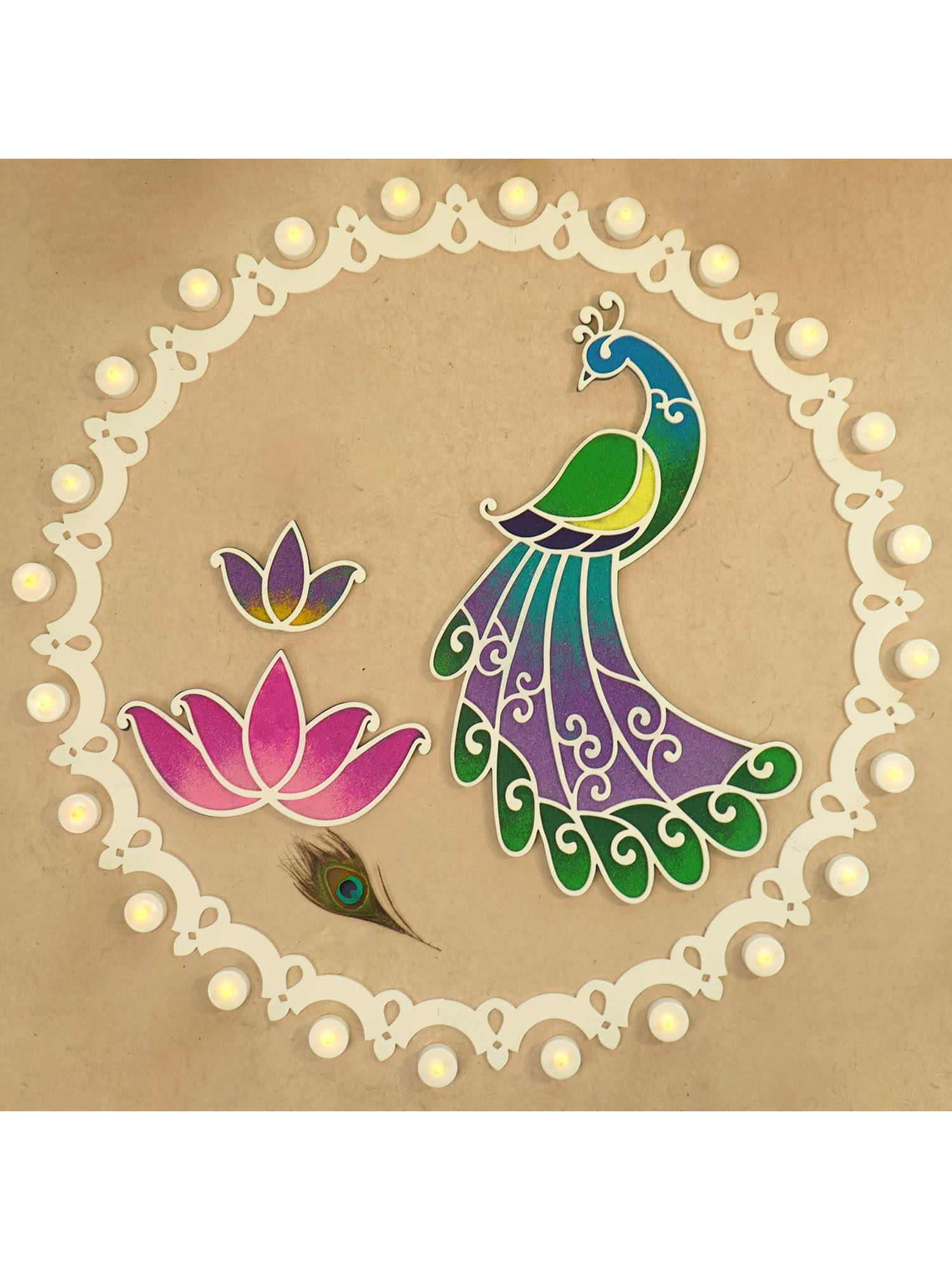 Island Rangoli Varn with Ring - Mayur Rangoli Template