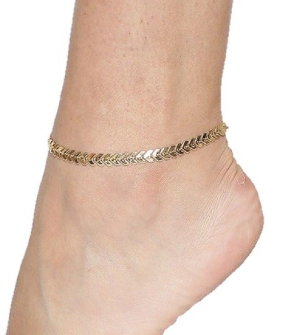 Fabula Jewellery Gold Tone Delicate Leaf Chain Fashion Anklet