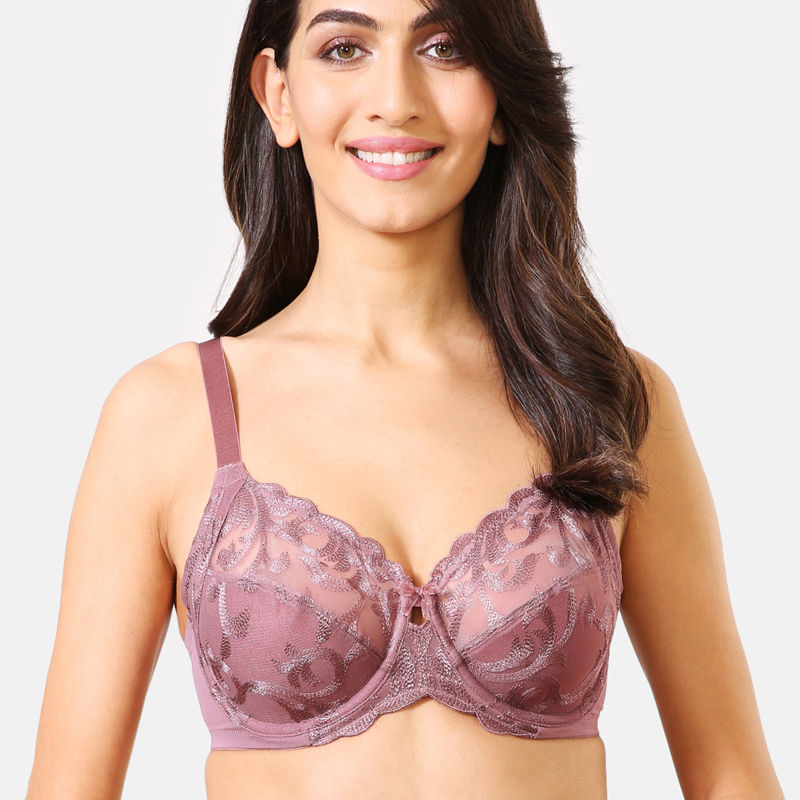 Buy Van Heusen Women Plush Back No Slip Strap & Wired Embroidered Mesh Bra  - Wistful Mauve (40D) Online