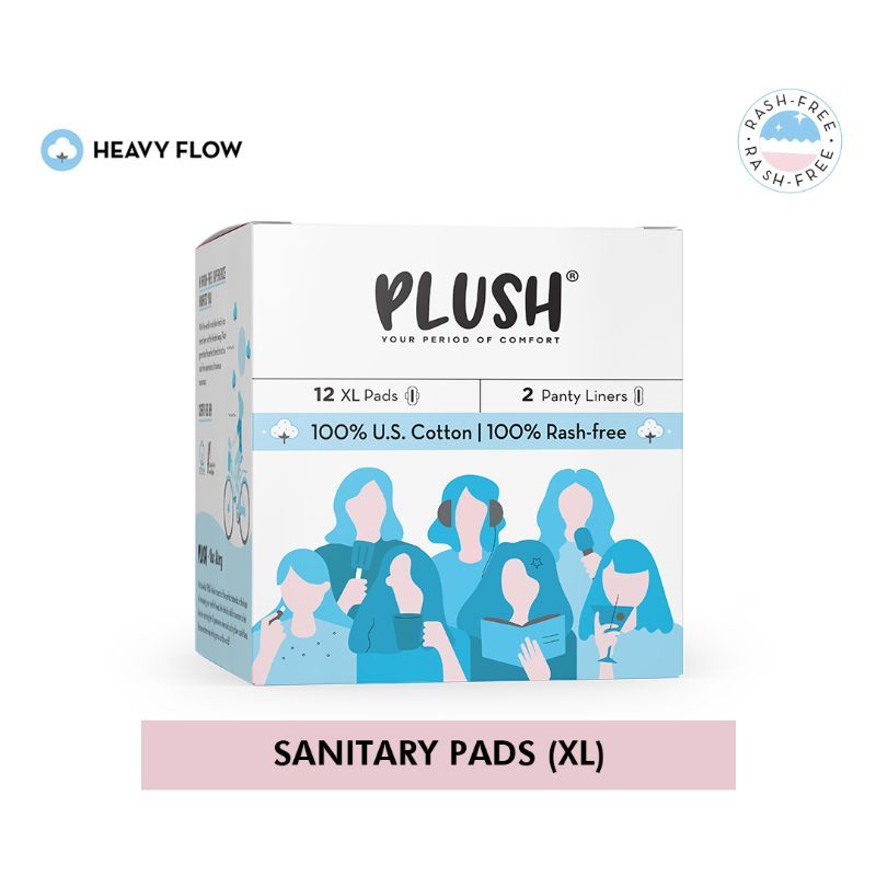 Plush Period Care  100% Rash Free Cotton Sanitary Pads, Panty Liners