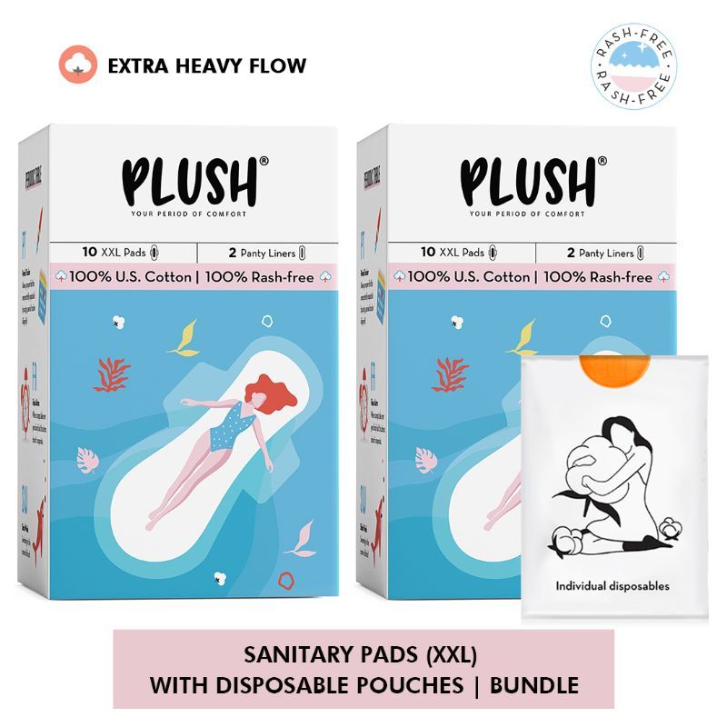 Plush Period Care  100% Rash Free Cotton Sanitary Pads, Panty Liners