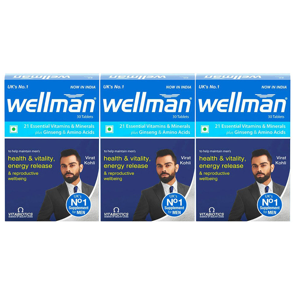 Wellman Health Supplements UK's No.1 Multivitamin For Men (Pack Of 3