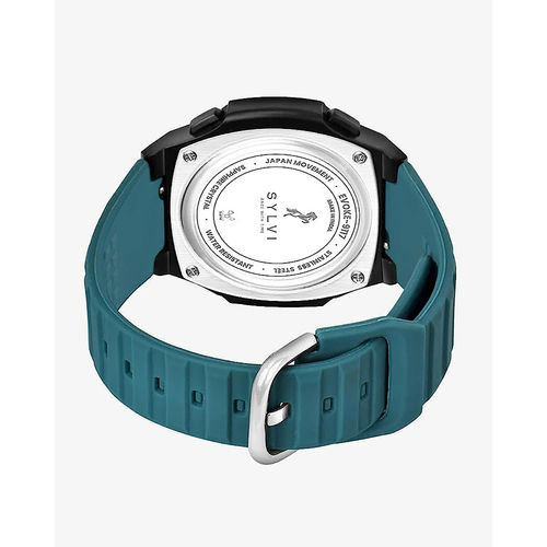 Buy Sylvi Unisex Teal Luxury Digital Dial Silicone Strap Casual