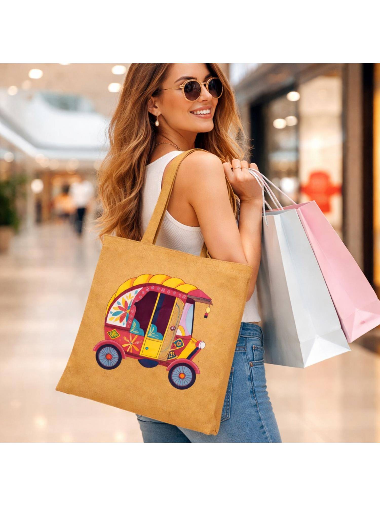 THE PURANI JEANS Spacious Open Jhola Tote Bag Mustard