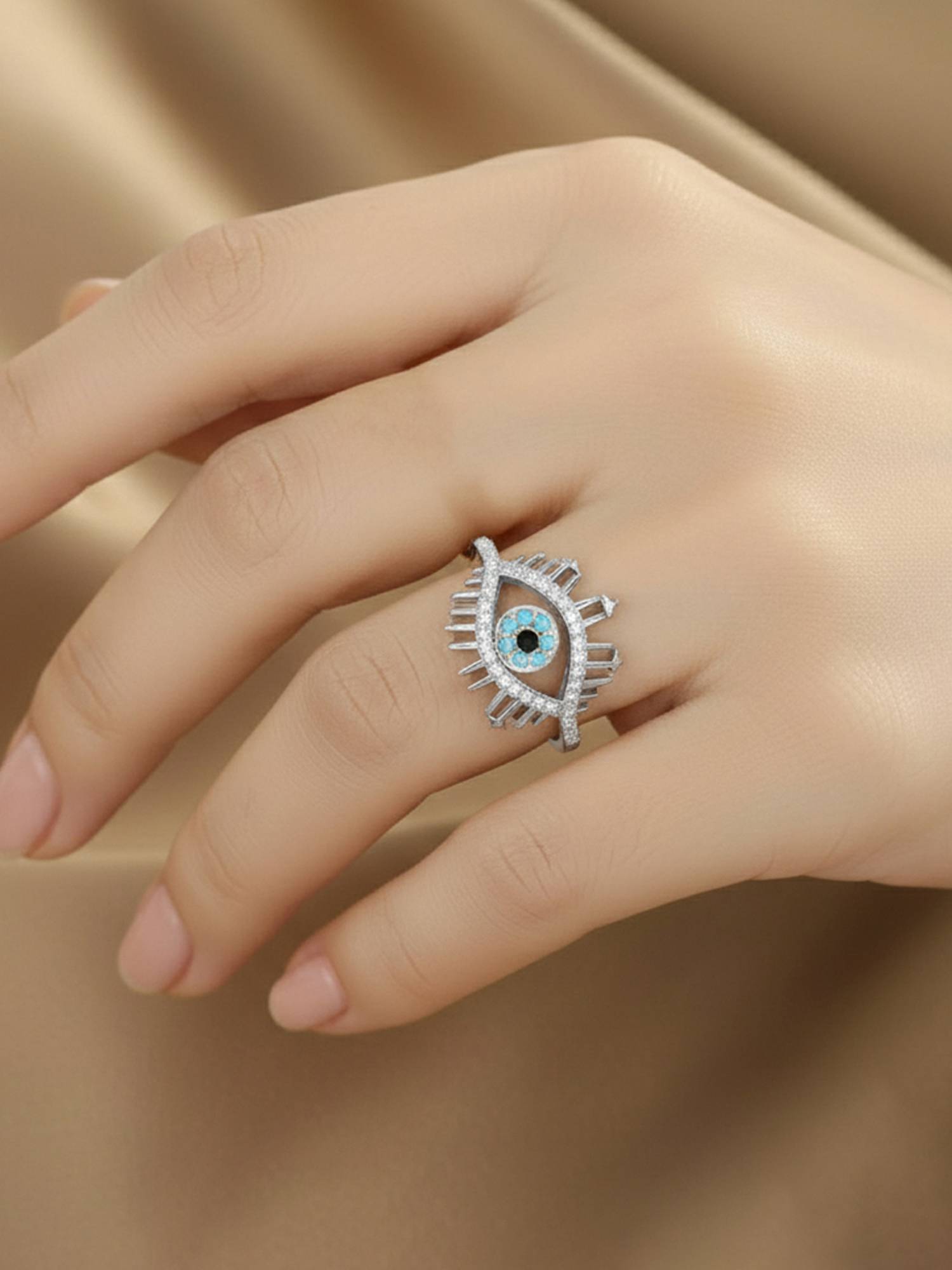 Designs & You White Stainless Steel Women White Stones Ring
