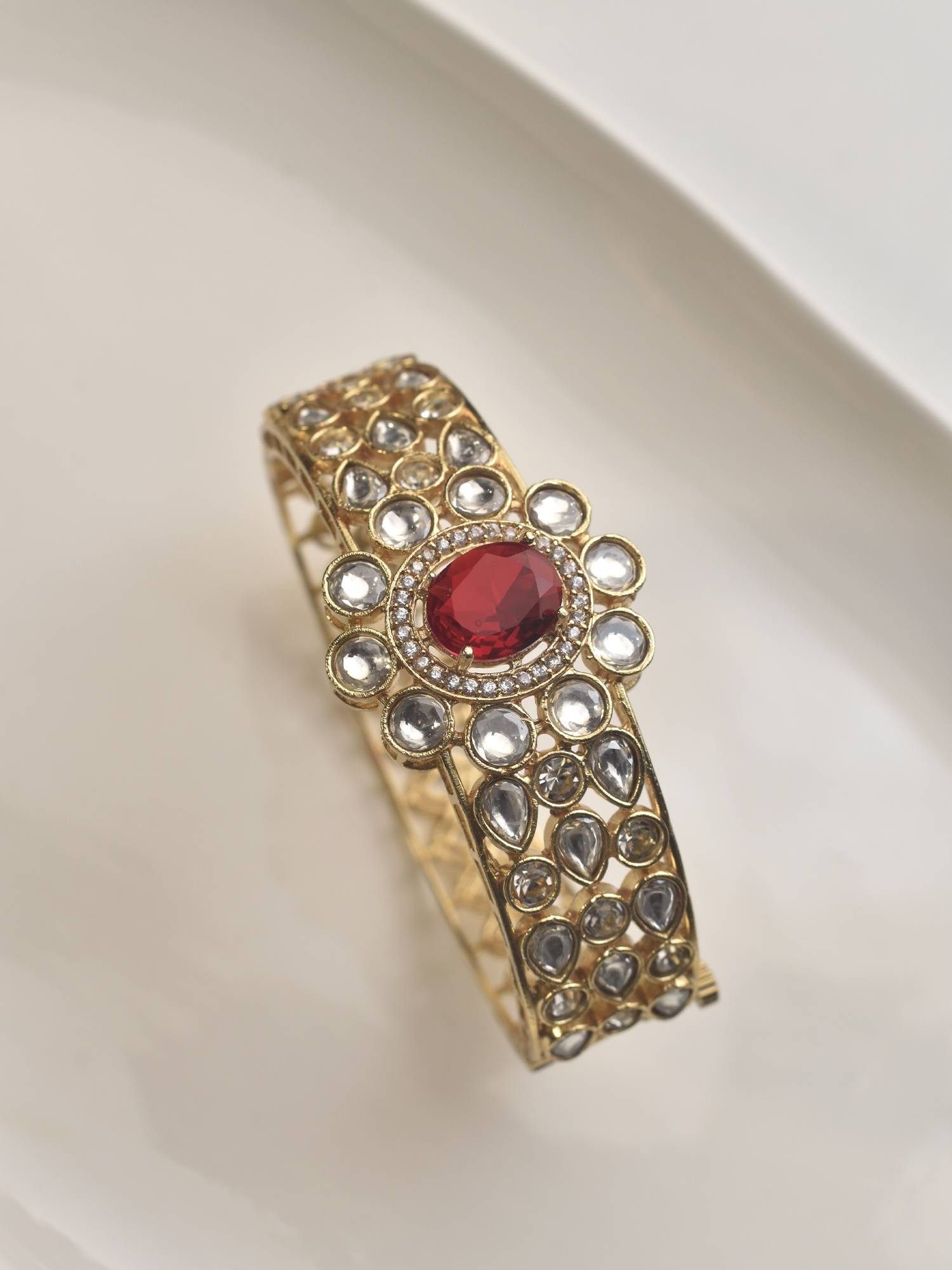 Peach Tassels Red Mixed Metal Women Coloured Stone Bracelet