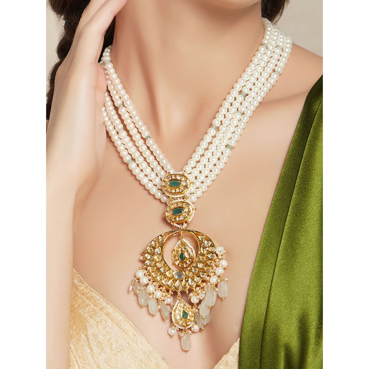 Gold long necklace online Clearance