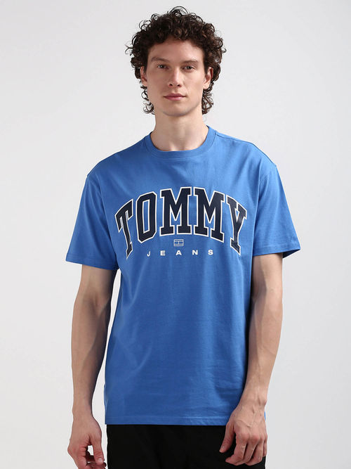 Tommy Hilfiger Blue Round Neck Printed T-Shirt