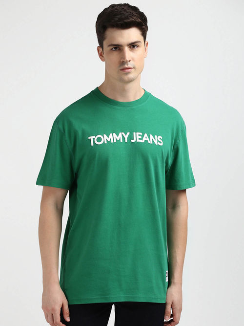 Tommy Hilfiger Green Round Neck Typography T-Shirt - Main Image