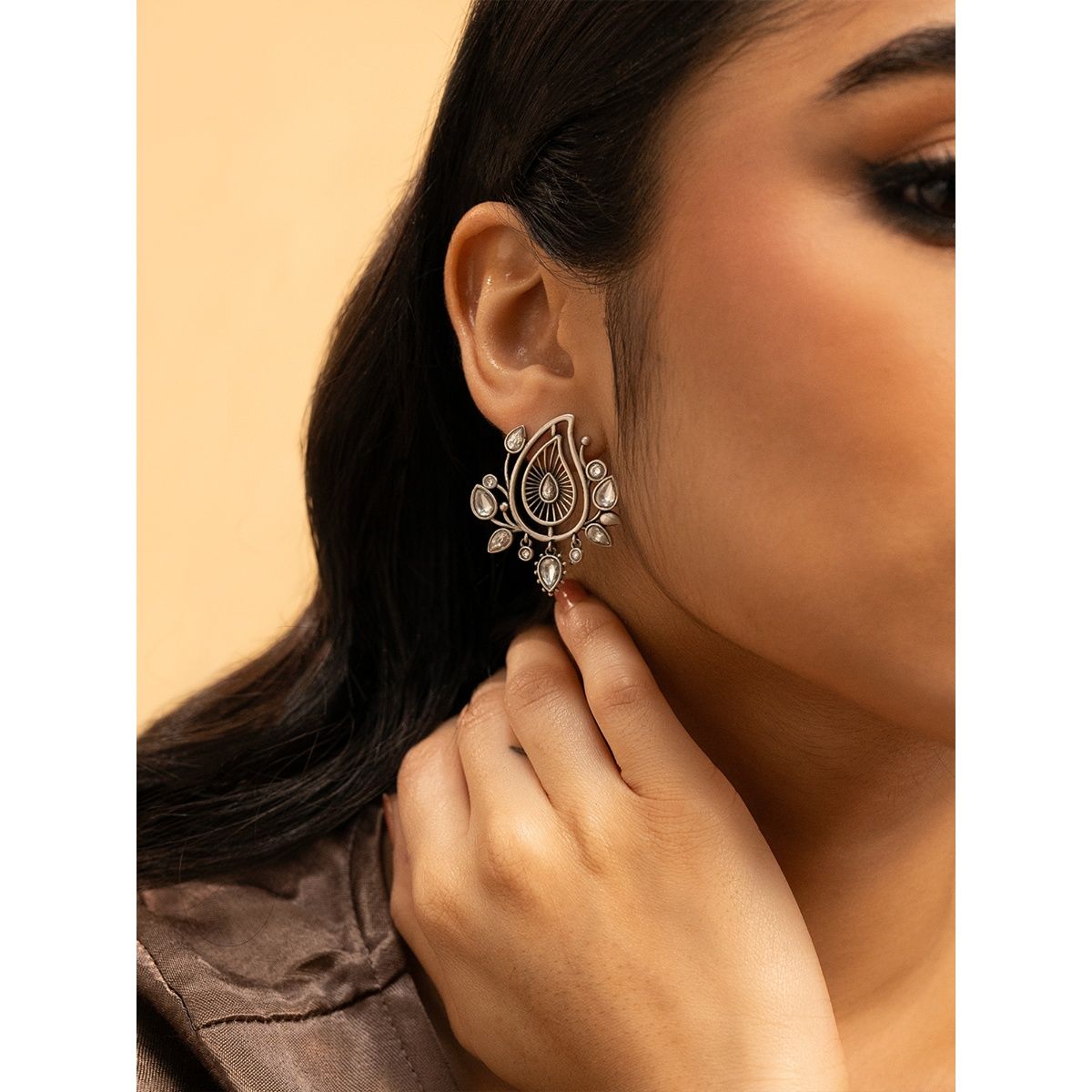 Buy Shaya by CaratLane 925 Oxidised Silver Gup Shup Earrings