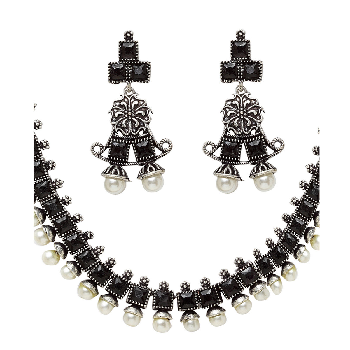 SOHI Black stones Statement Necklace Set | Gold Plated jewellery set for  women and girls | Necklace and Earrings set | contemporary jewellery| Black  stone jewellery| Indo-western Fashion jewellery : Amazon.in: Jewellery