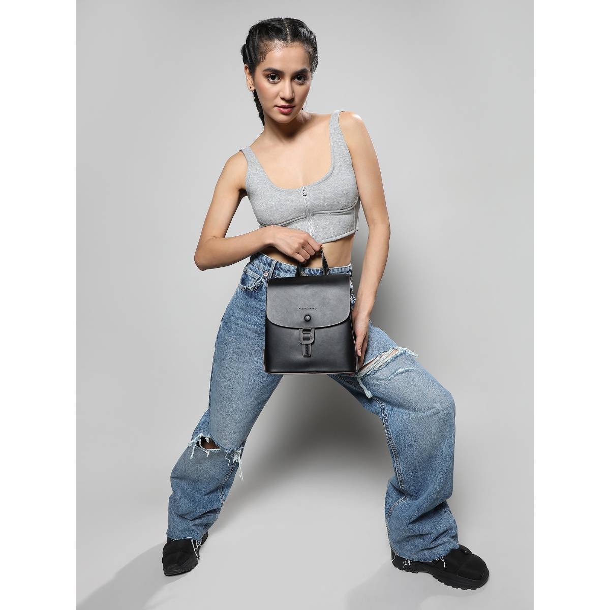 Haute Sauce The Buckle Black Flap Backpack