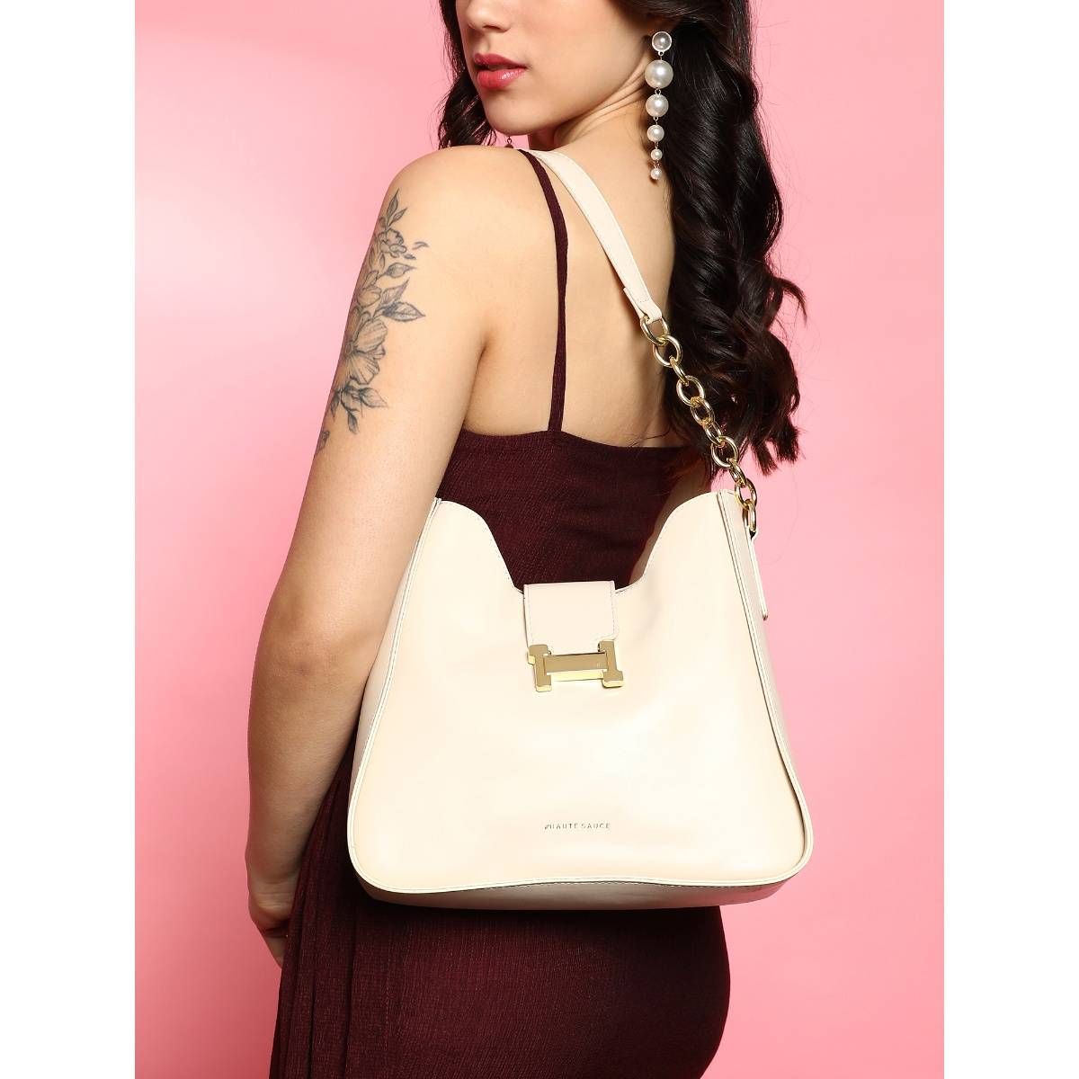 Haute Sauce White The Monogram Hand Bag with Pouch (Set of 2)