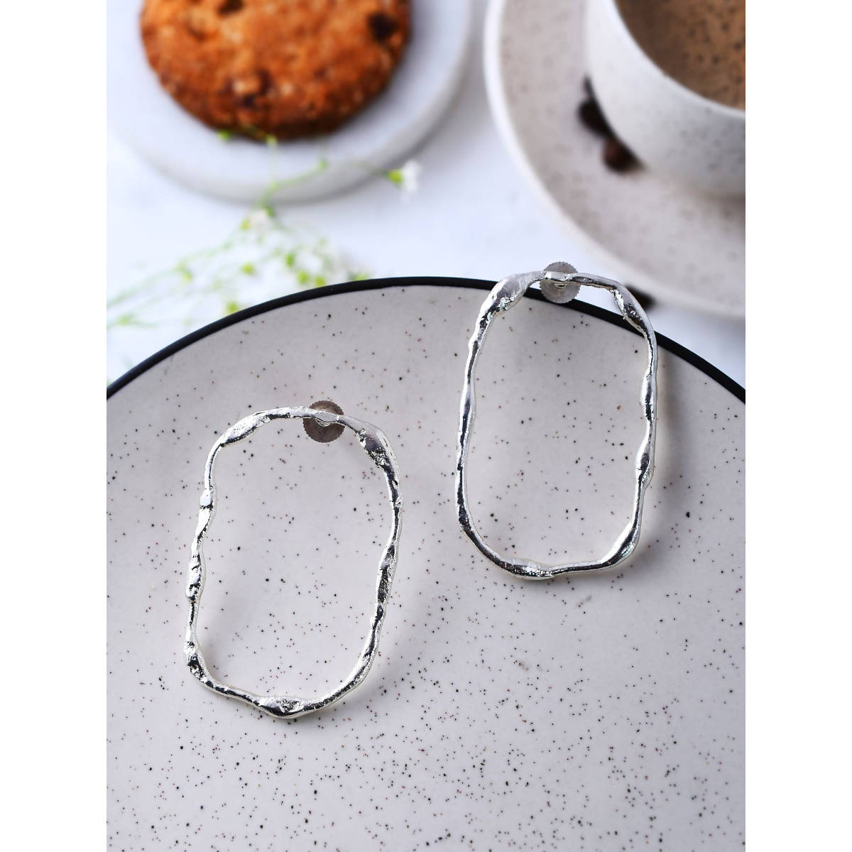 Kassa Silver Dawn Oval Earrings