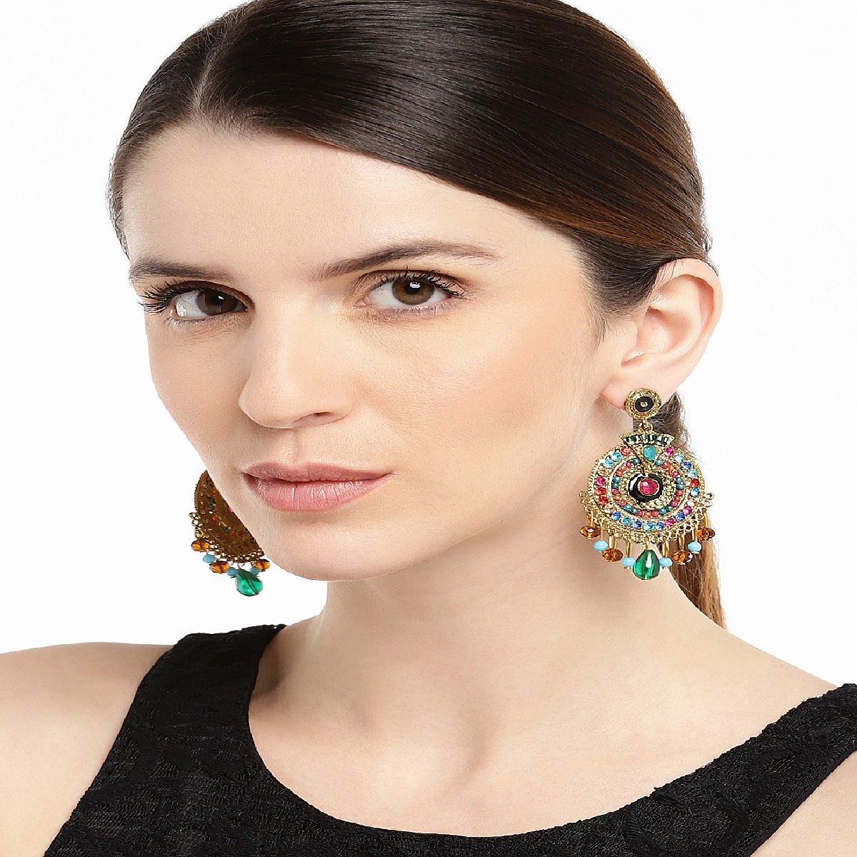 Mahi Gold Plated Afghani Dangler Earrings for Women (MultiColor) Buy Mahi Gold Plated Afghani