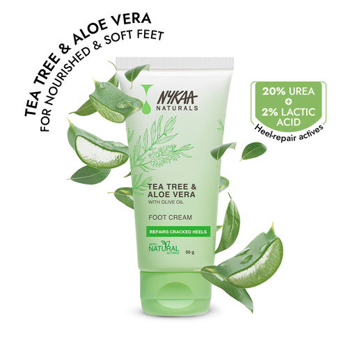 Nykaa Skin Happy Heels 20% Urea, 2% Lactic Acid Foot Cream - Dry & Cracked  Feet-Aloe Vera & Tea Tree